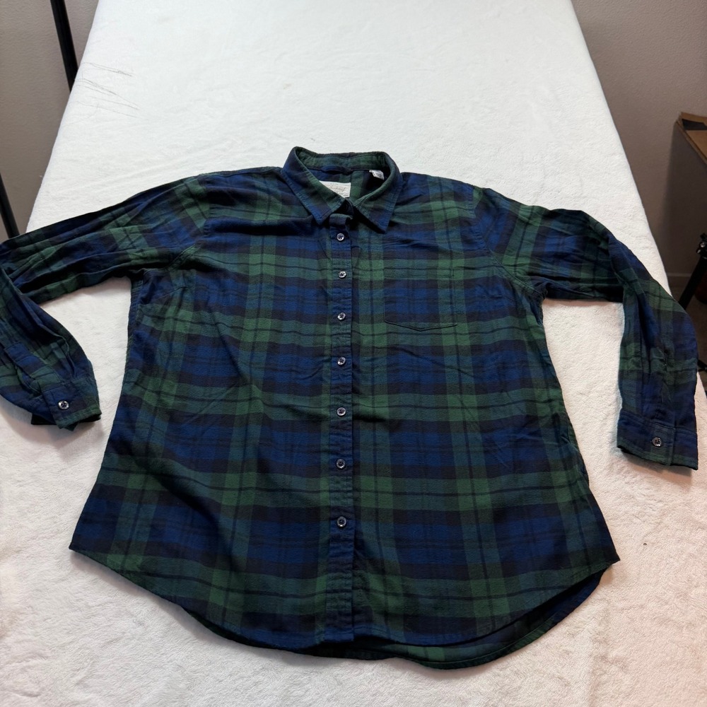 Weatherproof Vintage Flannel‎ Shirt Mens XL Green Plaid Good Comfort Stretch